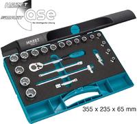 Hazet Jeu de clés à douilles - Carré creux 10 mm (3/8 pouce) - Profil Traction à 6 pans extérieurs - Nombre d'outils: 22 - 880-2