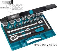 Hazet Jeu de clés à douilles - Carré creux 12,5 mm (1/2 pouce) - Profil Traction à 12 pans extérieurs - Nombre d'outils: 23 - 900AZ