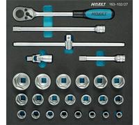 Hazet Jeu de clés à douilles - Carré creux 12,5 mm (1/2 pouce) - Profil Traction à 6 pans extérieurs - Nombre d'outils: 26 - 163-102/27