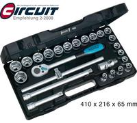 Hazet Jeu de clés à douilles - Carré creux 12,5 mm (1/2 pouce) - Profil Traction à 6 pans extérieurs - Nombre d'outils: 25 - 900