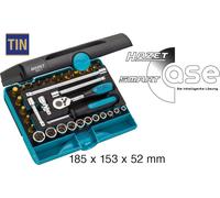 Hazet Jeu de clés à douilles - Carré creux 6,3 mm (1/4 pouce) - Profil Traction à 6 pans extérieurs, Profil à 6 pans intérieurs, Profil Phillips PH, Profil Pozidriv PZ, Profil à fente - Nombre d'outil
