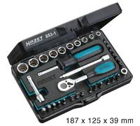 Hazet Jeu de clés à douilles - Hexagone massif 6,3 (1/4 pouce), Carré creux 6,3 mm (1/4 pouce) - Profil Traction à 6 pans extérieurs, Profil à 6 pans intérieurs, Profil Phillips PH, Profil à fente, Pr