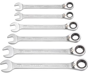 HAZET Jeu de clés mixtes à cliquet 606/6-1 I Jeu de 6 pièces I Ouverture de clé : 21-32 I Sortie : hexagonale double extérieure I Jeu de clés à cliquet pour travaux sur voiture, automobile et moto'.