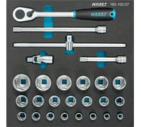 HAZET Jeu de douilles 163-102/27 Carré creux 12,5 mm (1/2 pouce) Profil extérieur hexagonal de traction Nombre d'outils : 26
