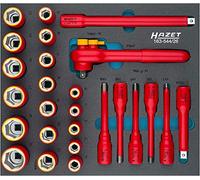 HAZET Jeu de douilles 163-545/41, 41 pièces, douilles isolées 5-22 mm, M8-M12, T10-T50, carré 3/8 pouces, avec cliquet réversible à denture fine pour les travaux électriques et de montage'.