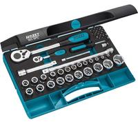 HAZET Jeu de douilles 953SPC I 47 pièces, avec cliquet réversible professionnel, divers embouts et douilles I Jeu complet de douilles pour commande manuelle'.