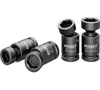 HAZET Jeu de douilles à choc 900SG-1721/4, 4 pièces, articulation, 17-21 mm, carré 1/2 pouce, profil extérieur hexagonal de traction, angle d'inclinaison 25 degrés