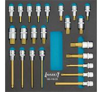 HAZET Jeu de douilles tournevis 163-119/23 Carré creux 12,5 mm (1/2 pouce) Profil hexagonal intérieur, profil polydenté intérieur XZN Nombre d'outils : 23