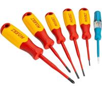 HAZET Jeu de tournevis pour électriciens haute tension 811KV/6, 6 pièces, VDE 1000V, à fente & profil PH, avec testeur de phase, isolé de protection'.