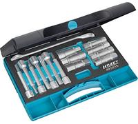 HAZET Jeu d'outils pour amortisseurs 4915/15 - Jeu de 15 pièces, entraînement carré, profil de tourillon creux, sortie hexagone mâle et femelle, pour travaux dans la zone de la jambe de force du véhicule automobile, FABRIQUÉ EN ALLEMAGNE