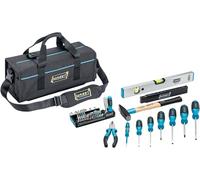 HAZET Pochette à outils universelle 191T-5/51, petite, 51 pièces, avec tournevis, pince, marteau, niveau à bulle, jeu d'embouts, sacoche avec poche intérieure zippée