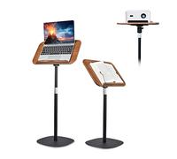 Hazevaiy Support de livre pour lire les mains libres, support sur pied pour ordinateur portable, projecteur, recettes, tablette, podium réglable, support de sol en bois avec clip (bois)