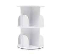 HazLope Bibliothèque blanche à 2 niveaux, rotative à 360°, capacité de charge 60 kg, étagère de rangement autoportante, multi-usages, avec 4 compartiments pour livres, objets de collection et jouets