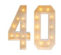 HazLope Chiffre Lumineux 40, Décoration LED Anniversaire 100 cm avec Ampoules, Lettre Lumineuse sur Pied pour Fête Adulte 40 Ans, Kit 20 LEDs