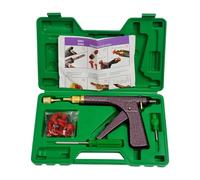 HazLope Kit Réparation Pneu Tubeless, Pistolet Réparation Pneu avec 16 Bouchons Champignon, Kit Crevaison pour Moto Voiture Scooter, Outil Réparation Pneu sans Démontage, Coffret 23cm