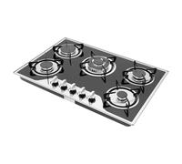 HazLope Plaque Cuisson Gaz 5 Brûleurs 77cm,Table Gaz Encastrable Vitrocéramique Noire,Cuisinière Gazs avec Allumage Électronique 5 Feux,Plan de Cuisson 63% Rendement pour Famille,Sécurité Thermocouple