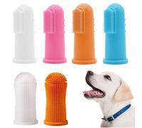 HAZMA 6 Pièces Brosse A Dent Chien, Brosse A Dent Chien,Silicone Souple Et 360° Poils Entièrement Enveloppés, Brosse À Dent Chien Doigt Pour Petits Animaux De Compagnie