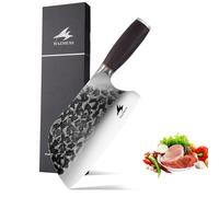 HAZMUSS Couteau à Hacker de Cuisine Forgé 19,8 cm en Acier Haute Teneur en Carbone, Couteau Polyvalent pour Hacher et Trancher avec Manche en Bois Mirabow pour Viande et Légumes