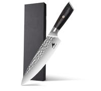 HAZMUSS Couteau de Chef Professionnel Martelé, Lame en Acier Inoxydable à Haute Teneur en Carbone de 20,5 cm, Couteau de Cuisine Tranchant Essentiel Pour un Usage Domestique, Manche Ergonomique