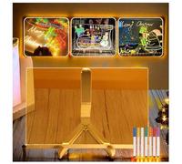 Hazomeu Tableau Lumineux LED avec 7 Stylos Néons et Support Réglable Tablette LED Acrylique Essuyable Table Lumineuse Dessin Enfant,30x20cm