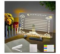 Hazomeu Tableau Lumineux LED avec 7 Stylos Néons et Support Réglable Tablette LED Acrylique Essuyable Boite Lumineuse Message LED,30x20cm