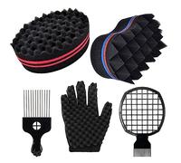 Hazrcvr Brosse Cheveux Bouclés 2 Pièces - Éponge Twist Afro Peigne pour Cheveux Crépus avec Gants d'Éponge
