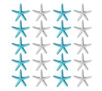 Hazrcvr Étoile de Mer Decoration 30 Pièces Étoiles de Mer en Résine Étoiles de Mer Bleues et Blanches Finger Starfish Résine Doigt Étoile de Mer pour Décoration Intérieure Mariage Plage Thème