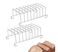 Hazrcvr Porte Toast 2 Pièces Supports à Toast en Acier Inoxydable Supports à Pain Grillé Support Toast Porte Toast Tranches Porte Pain Argenté Accessoires Grille de Refroidissement pour Pain