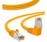 HB Câble réseau numérique LAN coudé à 90° Fiche RJ45 0,25 m 25 cm Cat 6 Jaune Cuivre Professionnel S/FTP PIMF LSZH cat. 6 Cat6 AWG 27/7 RJ45 Port Ethernet Réseau AWG27