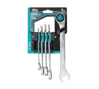 HB Coffret Clés à Cliquet 5 Pièces WKM006-G | 100 Dents 12 Pans avec Angle 15° | Design Passe-Partout | Tailles Métriques 8-17 mm | Support de Rangement Compact | Fabriqué à Taïwan