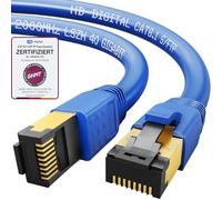HB-DIGITAL 0,25m Câble RJ45 CAT 8 Cordon de brassage - Certifié GHMT - Cable Réseau Blindé AWG 24 S/FTP LSZH 40Gbps 2000MHz cuivre pur avec connecteurs dorés pour Switch PC TV Console de Jeux - Bleu