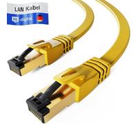 HB-DIGITAL 0,25m Patchkabel CAT.8 LAN Flach U/FTP Netzwerkkabel LSZH 2xRJ45 Stecker Kupfer Profi Slim flexible 40 Gbits Ethernet Port 2000 MHz Internet-cable PC Router Switch Modem TV Konsole jaune