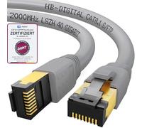 HB-DIGITAL 0,5m Câble Ethernet CAT 8 Cordon de brassage - Certifié GHMT - Cable Réseau AWG 24 S/FTP LSZH 40Gbps 2000MHz cuivre pur avec connecteurs RJ45 dorés pour Switch Routeur Modem PC - Gris