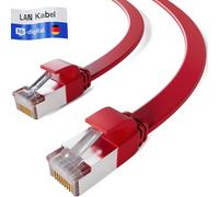 HB-DIGITAL 0,5m Câble patch CAT.7 LAN plat U/FTP Câble réseau 2x RJ45 mâle cuivre pro Slim flexible 10 Gbits Ethernet Port 600 MHz Internet-cable PC, routeur, switch, modem, TV, console rouge