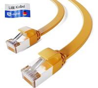 HB-DIGITAL 0,5m Câble patch CAT.7 LAN plat U/FTP Câble réseau 2x RJ45 mâle cuivre pro Slim flexible 10 Gbits Ethernet Port 600 MHz Internet-cable PC, routeur, switch, modem, TV, console jaune