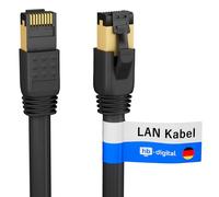 HB-DIGITAL 0,5m Câble RJ45 CAT 8 Cordon de brassage - Certifié GHMT - Cable Réseau Blindé AWG 24 S/FTP LSZH 40Gbps 2000MHz cuivre pur avec connecteurs dorés pour Switch PC TV Console de Jeux - Noir