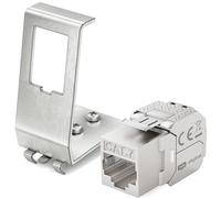 hb-digital 1 module Keystone CAT 7 RJ45 femelle STP 10 Gbit/s - Sans outil LSA - Avec 1 x 1 port DIN Rail métallique 35 mm Adaptateur de rail DIN Keystone Ethernet LAN Commutateur réseau