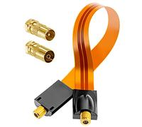 hb-digital 1 passe-fenêtre satellite ultra plat flexible ultra fin doré HQ portes fenêtres + adaptateur set : fiche F vers fiche d'antenne IEC (mâle) et prise d'antenne IEC (femelle) - Plaqué or