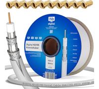 Connectique Audio / Vidéo GENERIQUE HB-Digital HQ-135 PRO Câble satellite coaxial à quadruple blindage pour installations DVB-S/S2, DVB-C et DVB-T BK avec 10 fiches F plaquées or 130 dB