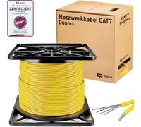 HB-DIGITAL 100m Cable réseau LAN Duplex Câble d’installation Ethernet catégorie 7 1000 MHz Fils cuivre AWG 23/1 S/FTP PIMF LSZH sans halogène norme RoHS 2 brins connectés Certifié GHMT