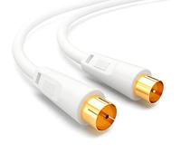 hb-digital 10m Câble d'antenne de IEC mâle vers IEC femelle Câble de connexion BZT-CE blindé 100dB 128 tresses câble coaxial HDTV 1080p UHD 8K 4K plaqué or DVB-T/T2 DVB-C/C2 Radio DAB DAB+ Blanc
