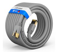HB-DIGITAL 10m Câble Ethernet CAT 8 Cordon de brassage - Certifié GHMT - Cable Réseau AWG 24 S/FTP LSZH 40Gbps 2000MHz cuivre pur avec connecteurs RJ45 dorés pour Switch Routeur Modem PC - Gris