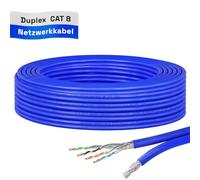HB-DIGITAL 10m Câble Ethernet CAT 8 S/FTP PiMF CAT8.1, Câble Réseau d’Installation Duplex en Cuivre Massif, 2000MHz, RJ45, LSZH, AWG22 - Bleu