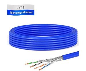 HB-DIGITAL 10m Câble Ethernet CAT 8 S/FTP PiMF CAT8.1 en Cuivre Massif, Câble Réseau d'Installation LSZH, 2000MHz pour Switch, Serveur, PC, Prise RJ45, AWG22 - Bleu