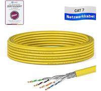 hb-digital 10m Câble Réseau CAT 7 LAN Ethernet - Certifié GHMT - LSZH Sans Halogène AWG23 - Cable d'installation Blindé, 10Gbit max. 1000MHz S/FTP PiMF Cuivre Solide pour Switch, Internet - Jaune