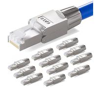 hb-digital 12x Connecteur Réseau RJ45 CAT 8 Sans Outil Métalliques Blindés pour Câble Ethernet 40 Gbit/s AWG 22-26 STP 50μ contacts dorés, Fiche pour LAN câble Compatible CAT6A CAT6 CAT5e