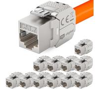 hb-digital 12x Module Keystone RJ45 CAT 7 Métallique Blindé STP AWG 22-24 Sans Outil pour Câble Ethernet LAN, Panneau de Brassage et Prise Réseau