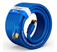 HB-DIGITAL 15m Câble RJ45 CAT 8 Cordon de brassage - Certifié GHMT - Cable Réseau Blindé AWG 24 S/FTP LSZH 40Gbps 2000MHz cuivre pur avec connecteurs dorés pour Switch PC TV Console de Jeux - Bleu