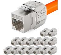 hb-digital 16x Module Keystone RJ45 CAT 7 Métallique Blindé STP AWG 22-24 Sans Outil pour Câble Ethernet LAN, Panneau de Brassage et Prise Réseau