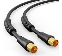 HB-DIGITAL 1m de câble d'antenne 8K UHD Câble d'antenne HDTV reliant le câble coaxial à la prise Câble coaxial plaqué or avec noyau de ferrite 2X DAB+ DVB-T/T2 DVB-C/C noir